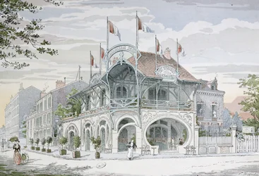Café de style Art Nouveau par G. Guyon à Saint Maurice près de Paris, illustration de 